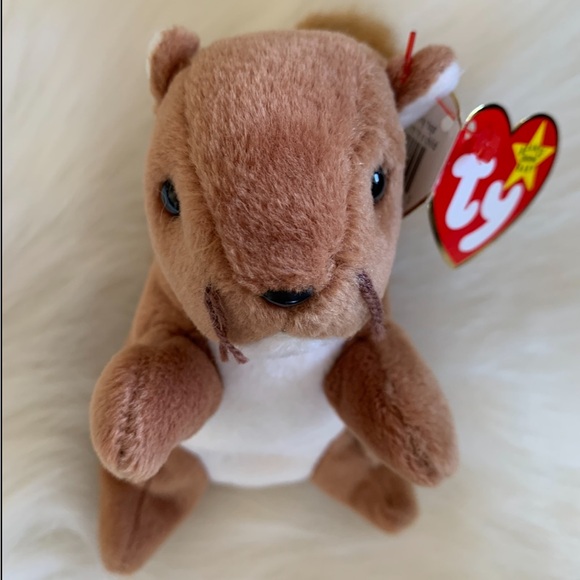 **NWT RARE COLLECTIBLE BEANIE BABY NUTS THE SQUIRREL NWT** - Picture 3 of 7